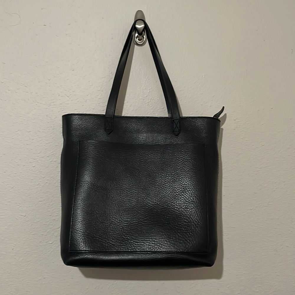 Madewell The Zip-Top Medium Transport Black Leather